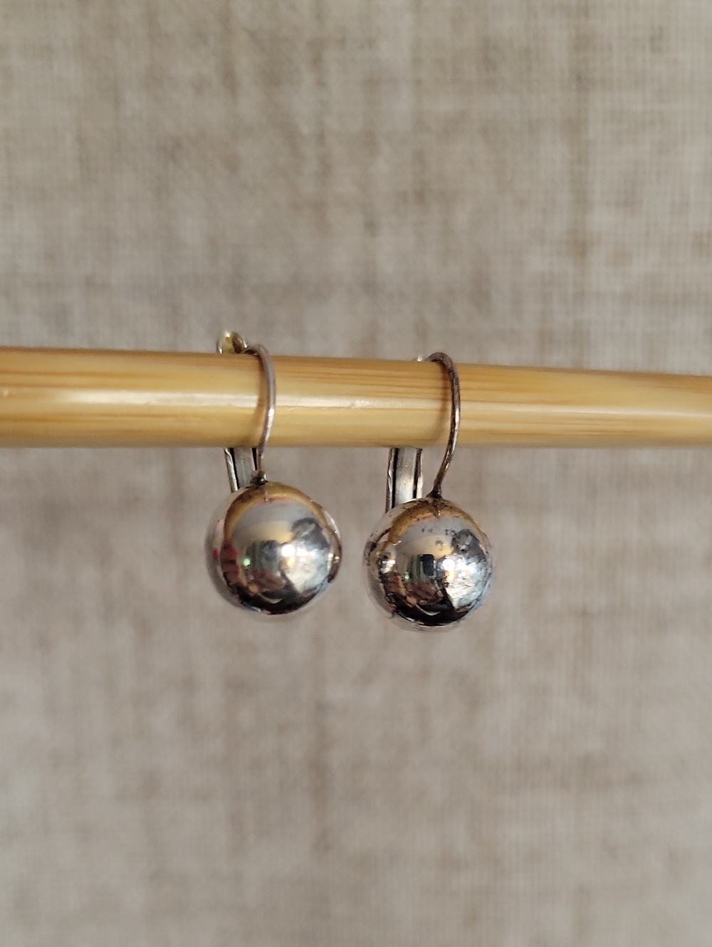 Vintage Joseph Esposito ESPO Sterling Silver 925 Ball Drop Leverback Earrings